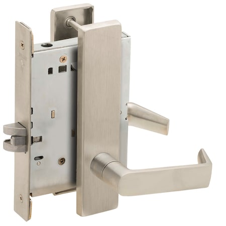 Schlage Grade 1 Passage Latch Mortise Lock, 06 Lever, L Escutcheon, Satin Nickel Plated Clear Coated Finish, L9010 06L 619